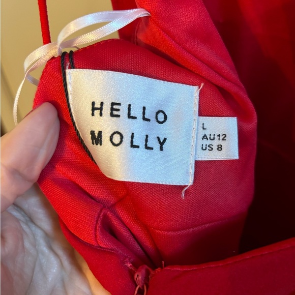 NWT HELLO MOLLY SHOULD HAVE STAYED HOME DRESS RED sz LG US8 - Picture 7 of 7
